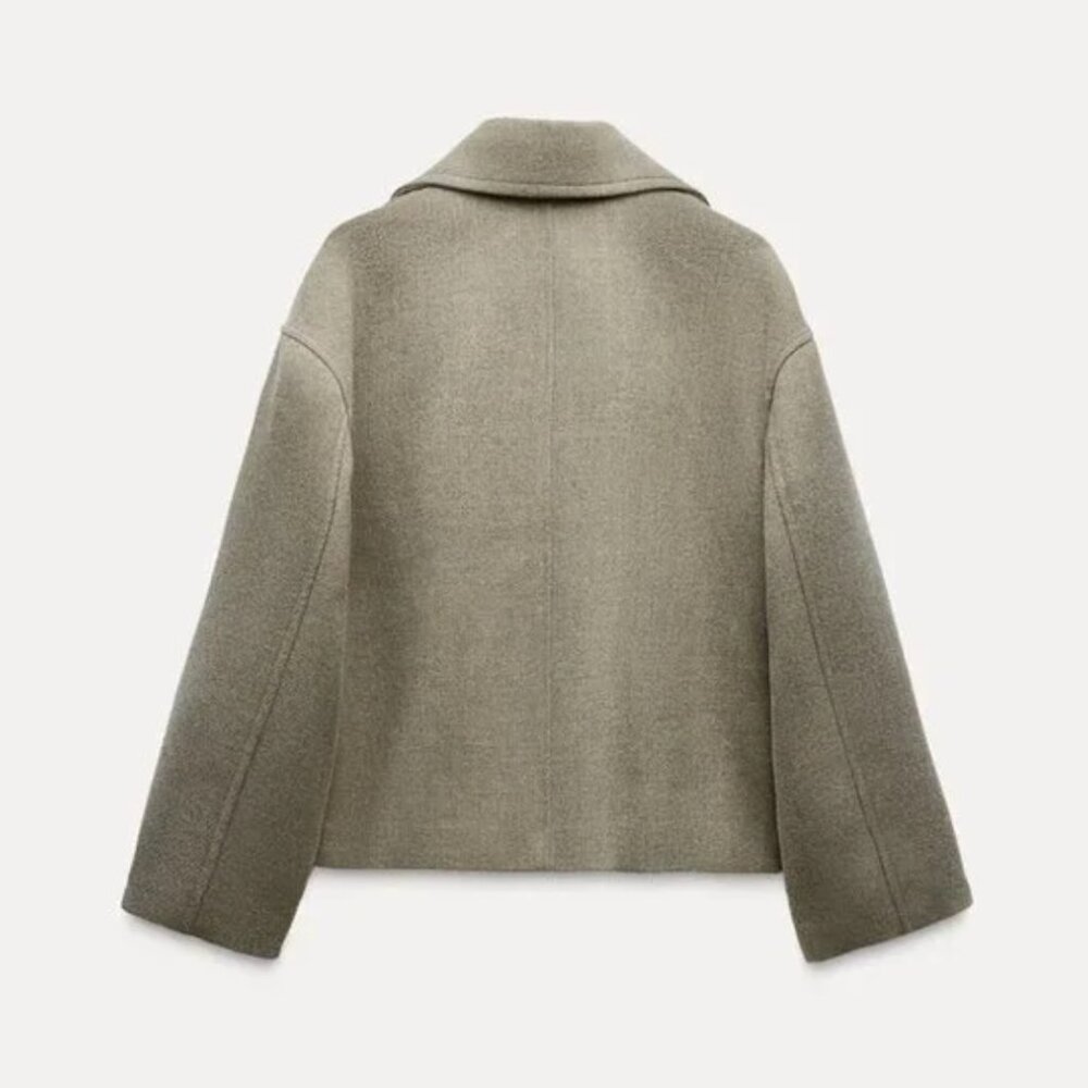 NWT ZARA SHORT DOUBLE BREASTED COAT MINK - Picture 6 of 8